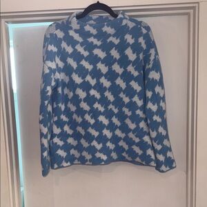 Ann Taylor Blue and White Houndstooth Turtleneck Sweater